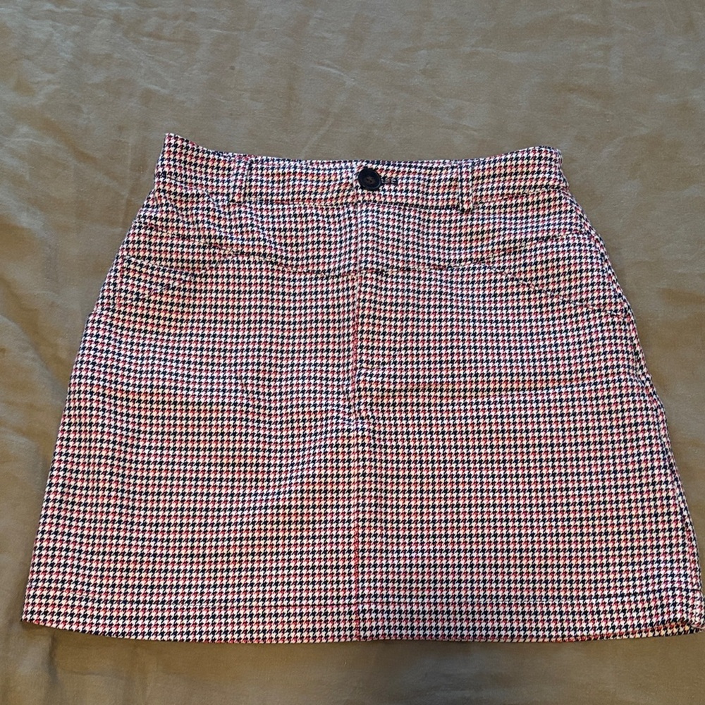 Frank & Oak Red and White A-Line Skirt